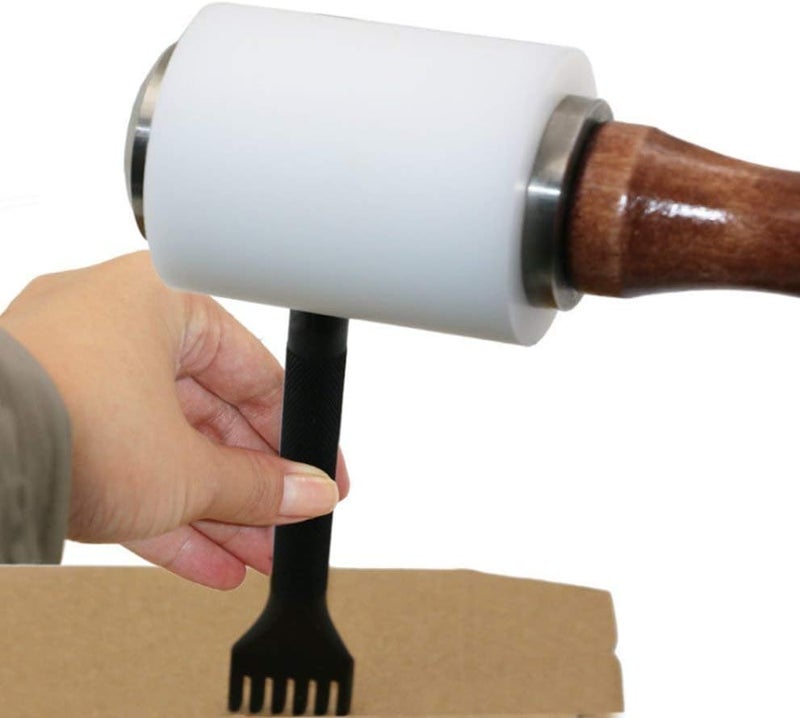 Evwoge Nylon Head Leather Carving Hammer Mallet For Leatherwork Leather Cowhide Sew Club DIY Leathercraft Wooden Mallet Wood Handle (I-Head) - Image 5